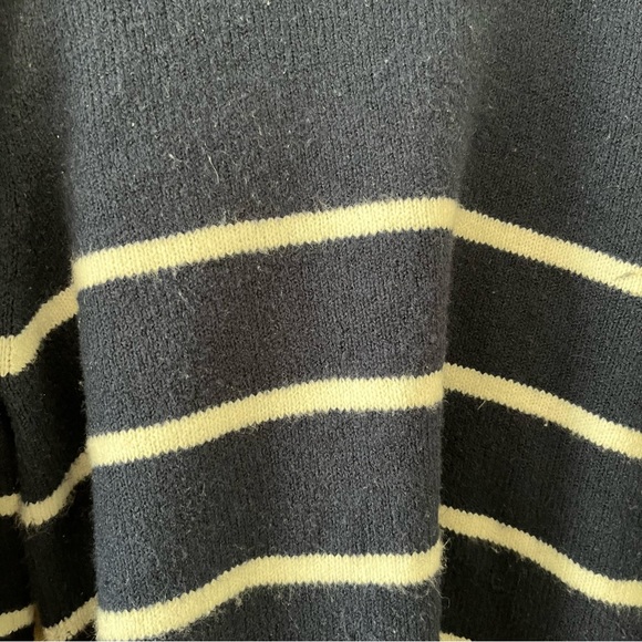 Dip Blue and White Striped Mock Neck Crop Cozy Sweater - Picture 7 of 10